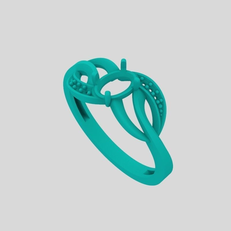 Design Women ring with gem and diamonds 3dm stl 3D print model 3D print model_21