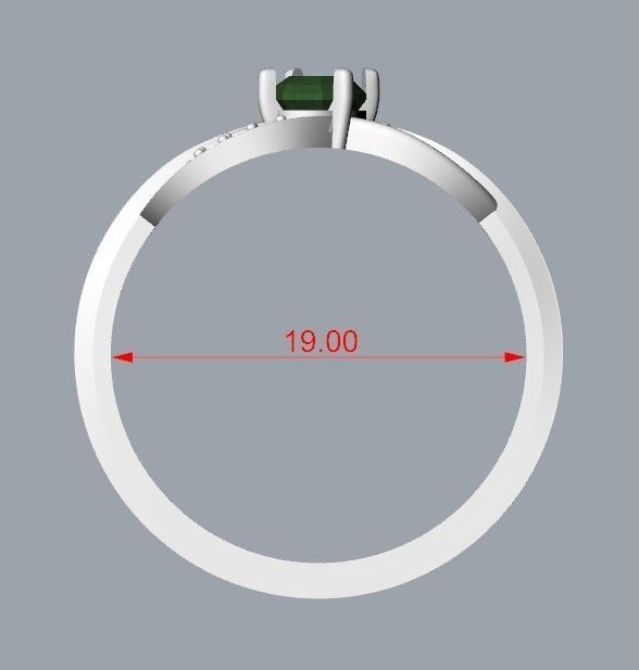 Design Women ring with gem and diamonds 3dm stl 3D print model 3D print model_23