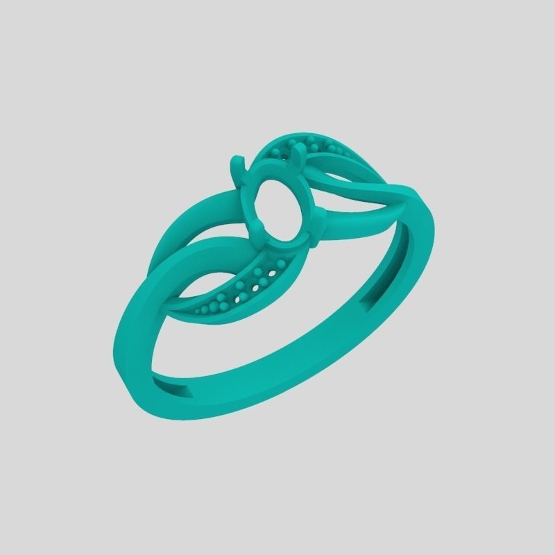 Design Women ring with gem and diamonds 3dm stl 3D print model 3D print model_20