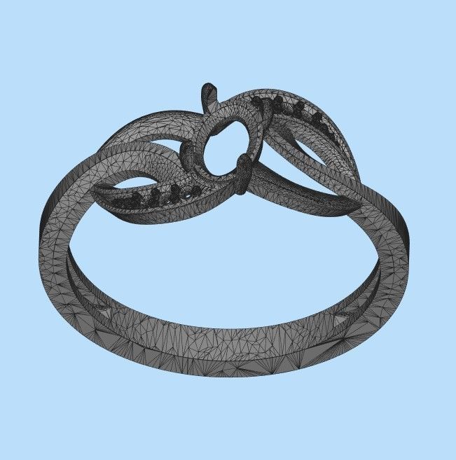 Design Women ring with gem and diamonds 3dm stl 3D print model 3D print model_33