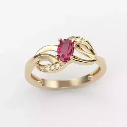 Design Women ring with gem and diamonds 3dm stl 3D print model 3D print model