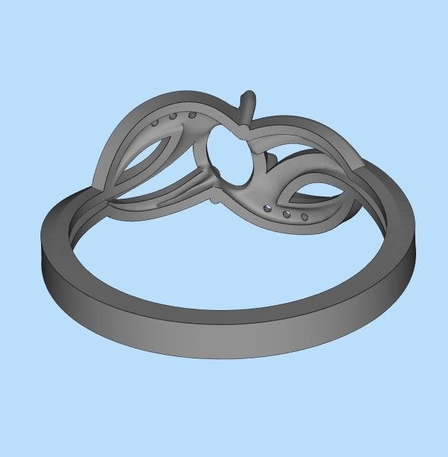 Design Women ring with gem and diamonds 3dm stl 3D print model 3D print model_31