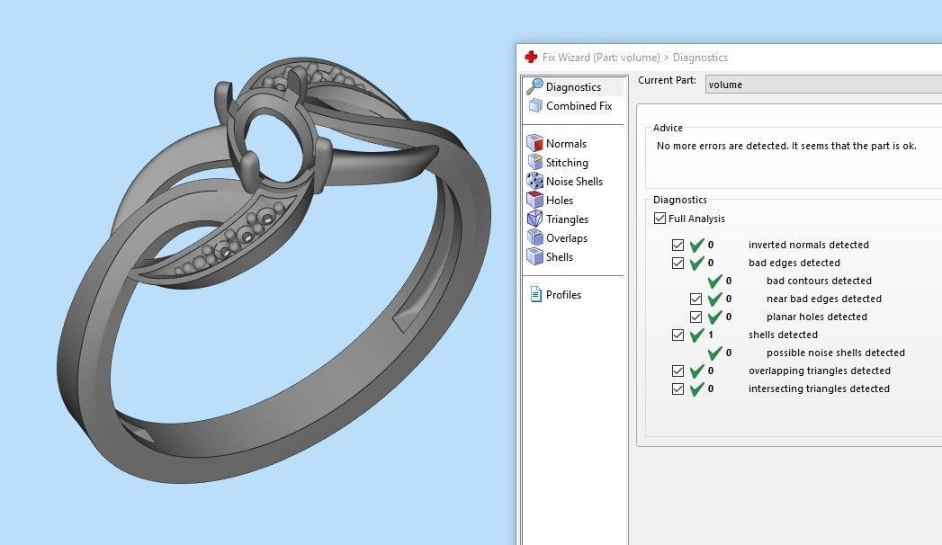 Design Women ring with gem and diamonds 3dm stl 3D print model 3D print model_26