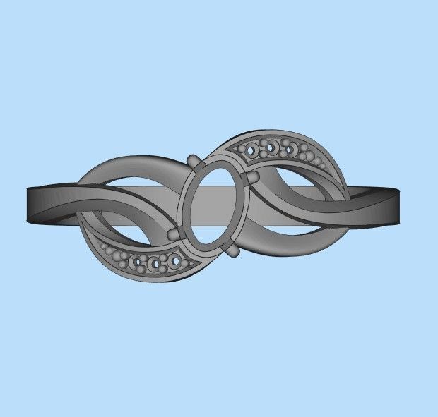 Design Women ring with gem and diamonds 3dm stl 3D print model 3D print model_28