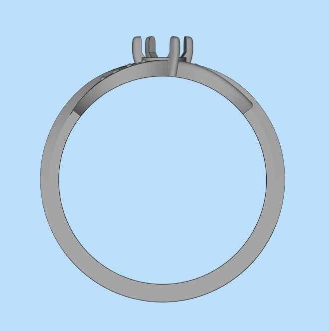 Design Women ring with gem and diamonds 3dm stl 3D print model 3D print model_29