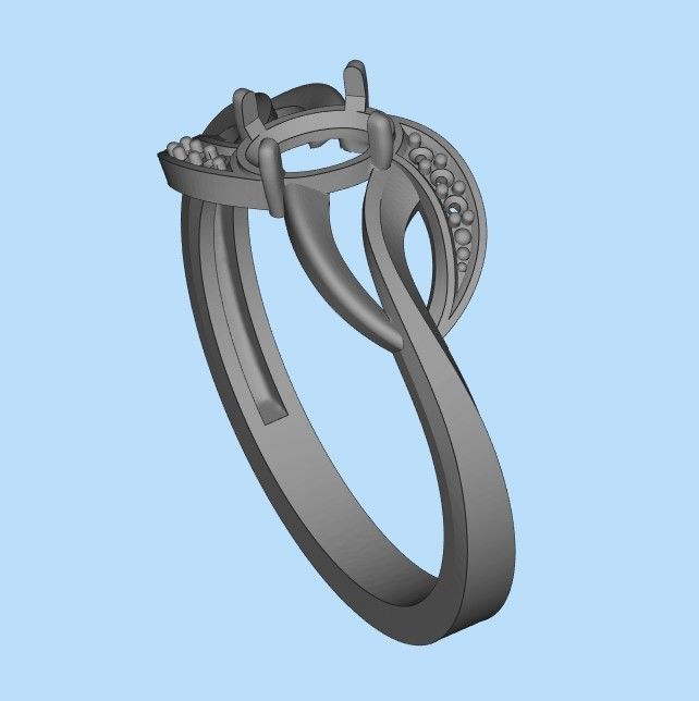Design Women ring with gem and diamonds 3dm stl 3D print model 3D print model_32