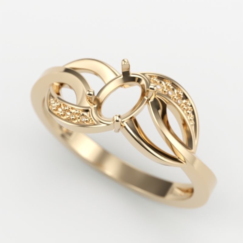 Design Women ring with gem and diamonds 3dm stl 3D print model 3D print model_10