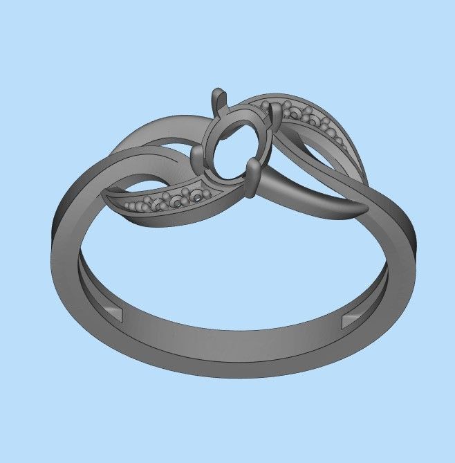 Design Women ring with gem and diamonds 3dm stl 3D print model 3D print model_30