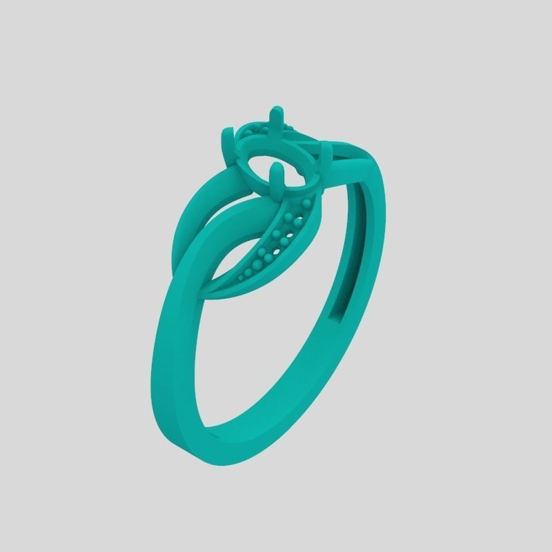 Design Women ring with gem and diamonds 3dm stl 3D print model 3D print model_19