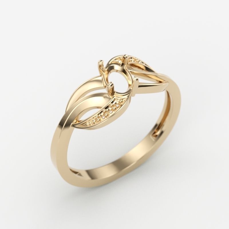 Design Women ring with gem and diamonds 3dm stl 3D print model 3D print model_11