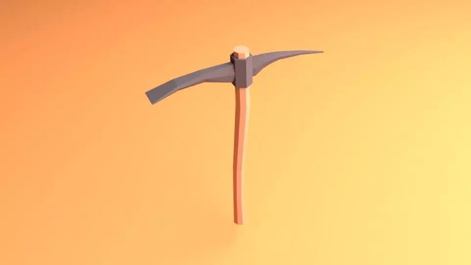 Iron Pickaxe Low-poly 3D model_0