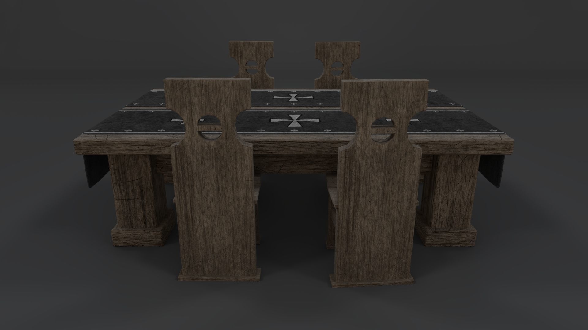 Medieval Table and chair PBR Low-poly 3D model_7