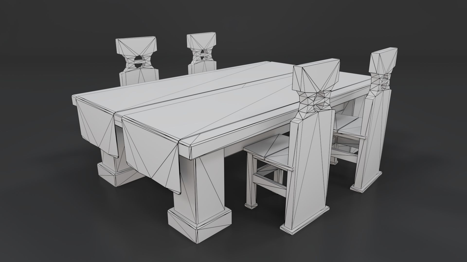 Medieval Table and chair PBR Low-poly 3D model_13