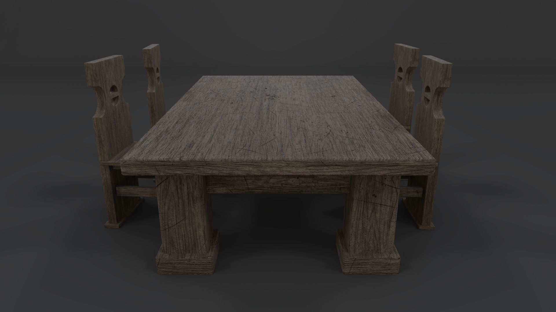 Medieval Table and chair PBR Low-poly 3D model_6