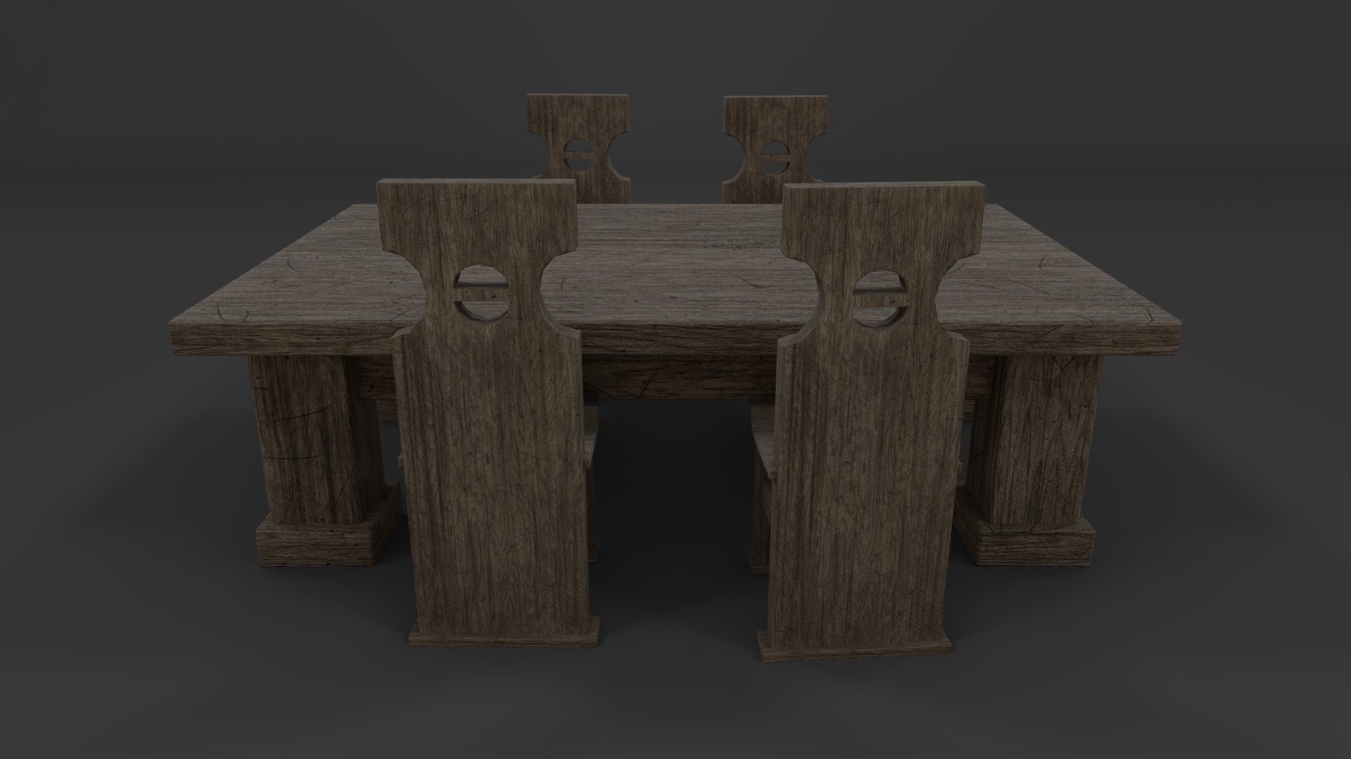 Medieval Table and chair PBR Low-poly 3D model_9