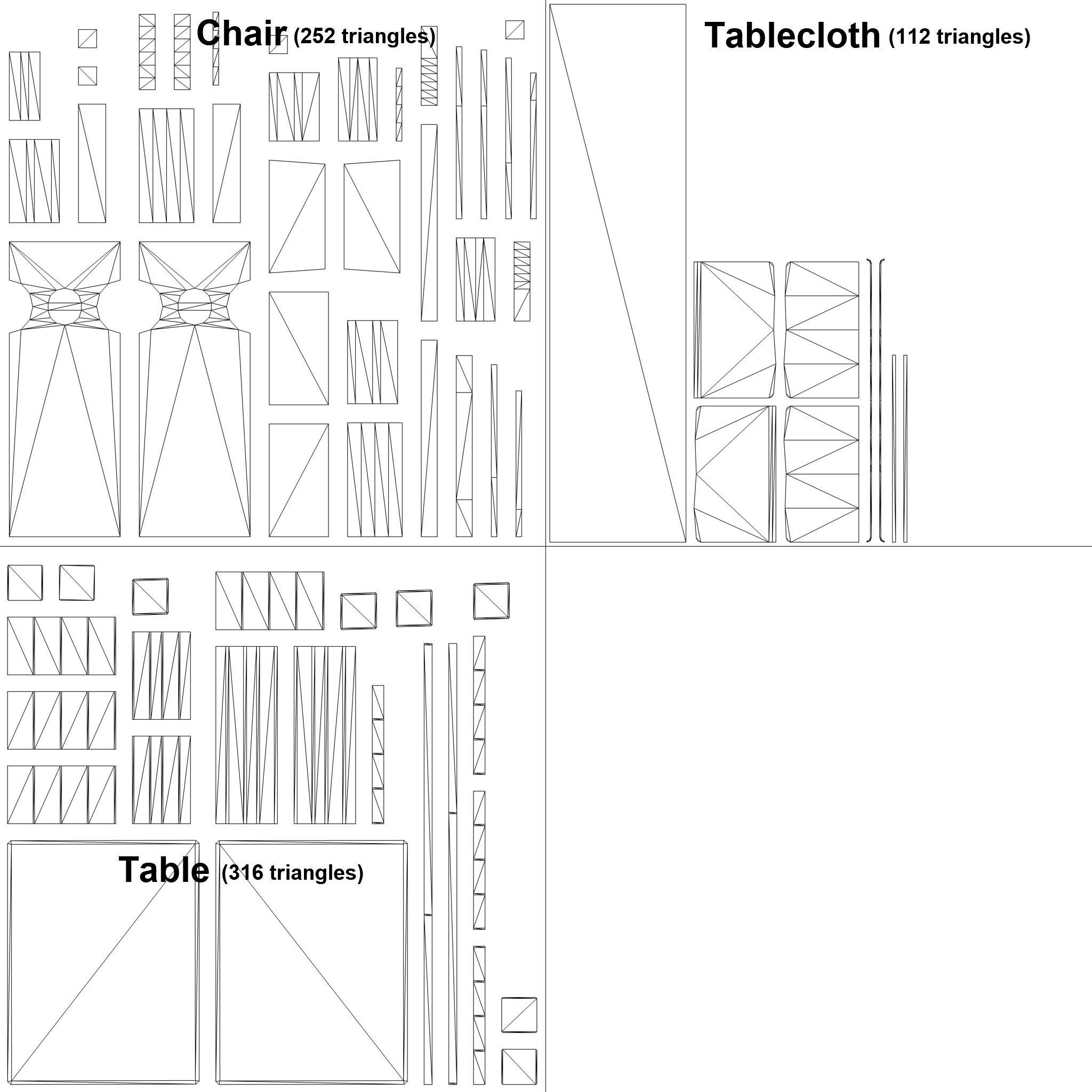 Medieval Table and chair PBR Low-poly 3D model_17