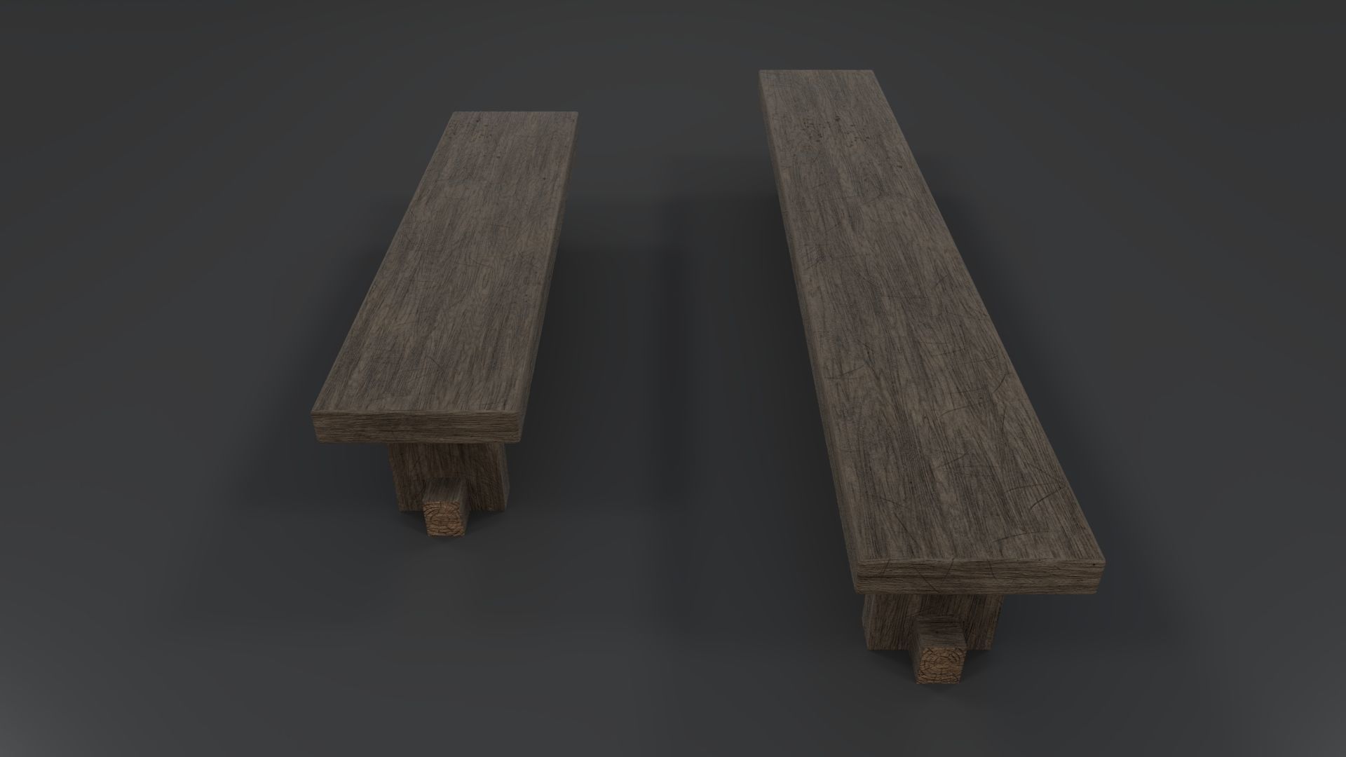 Medieval Benches PBR Low-poly 3D model_2