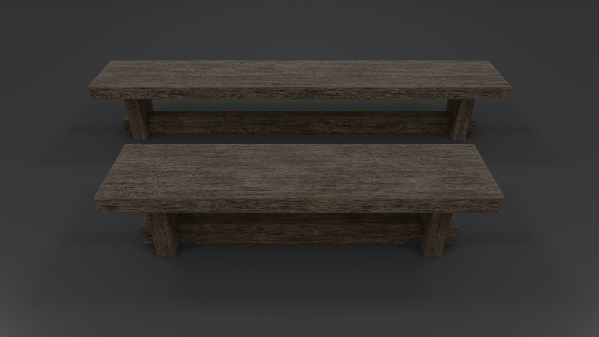Medieval Benches PBR Low-poly 3D model_3