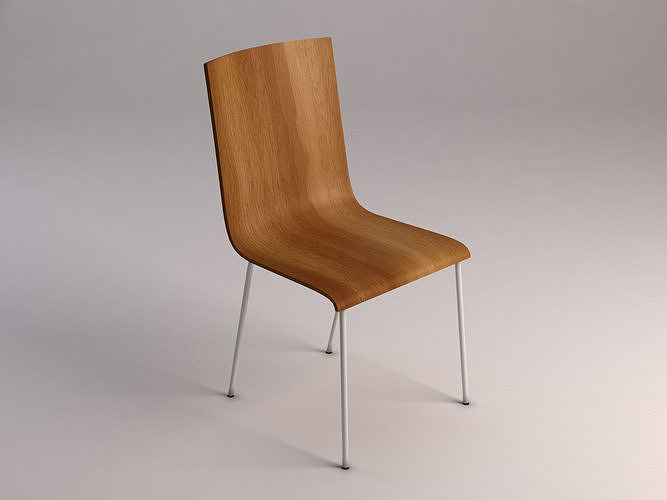 CHAIR---Wooden school chair 3D model 4