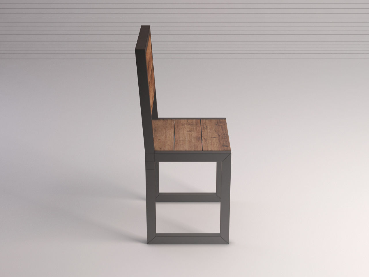 CHAIR---Iron structure and plank of wood 3D model_7