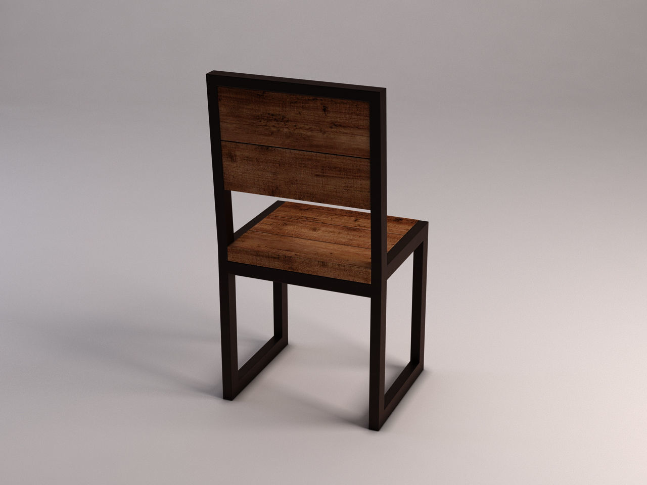 CHAIR---Iron structure and plank of wood 3D model_11