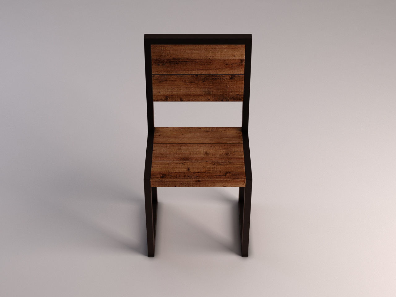 CHAIR---Iron structure and plank of wood 3D model_13
