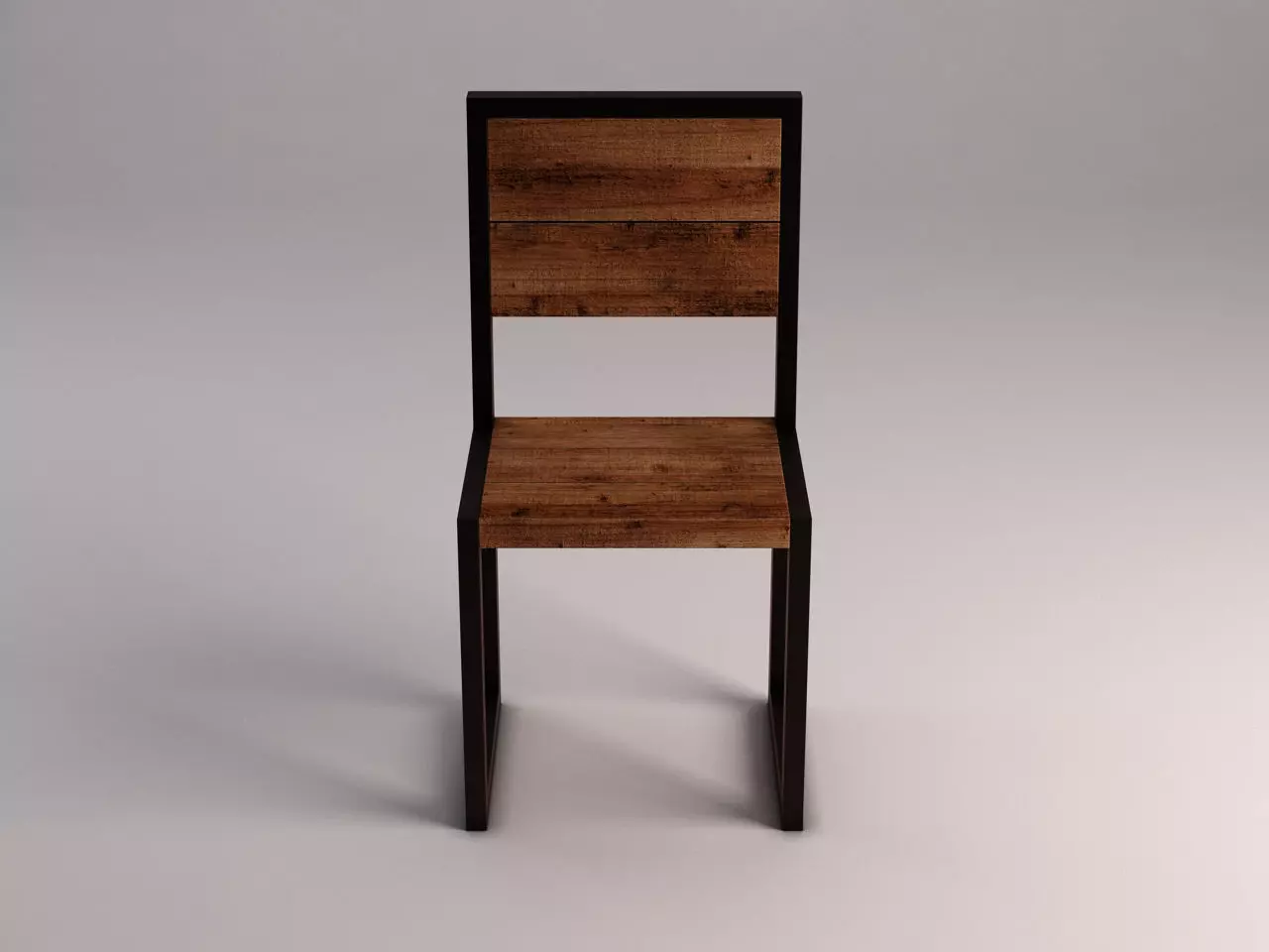 CHAIR---Iron structure and plank of wood 3D model_0
