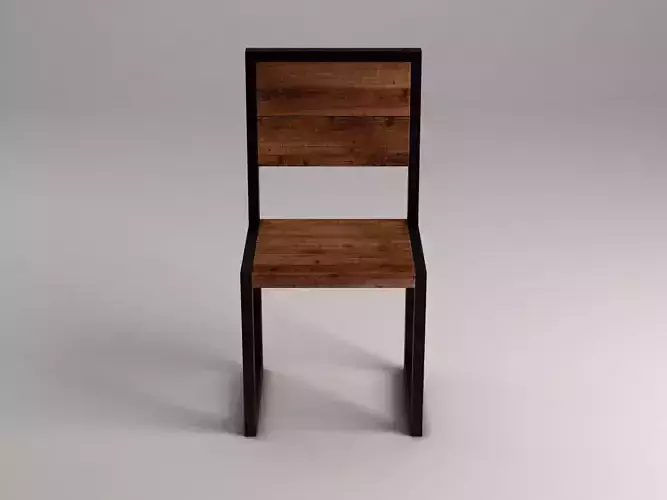 CHAIR---Iron structure and plank of wood 3D model