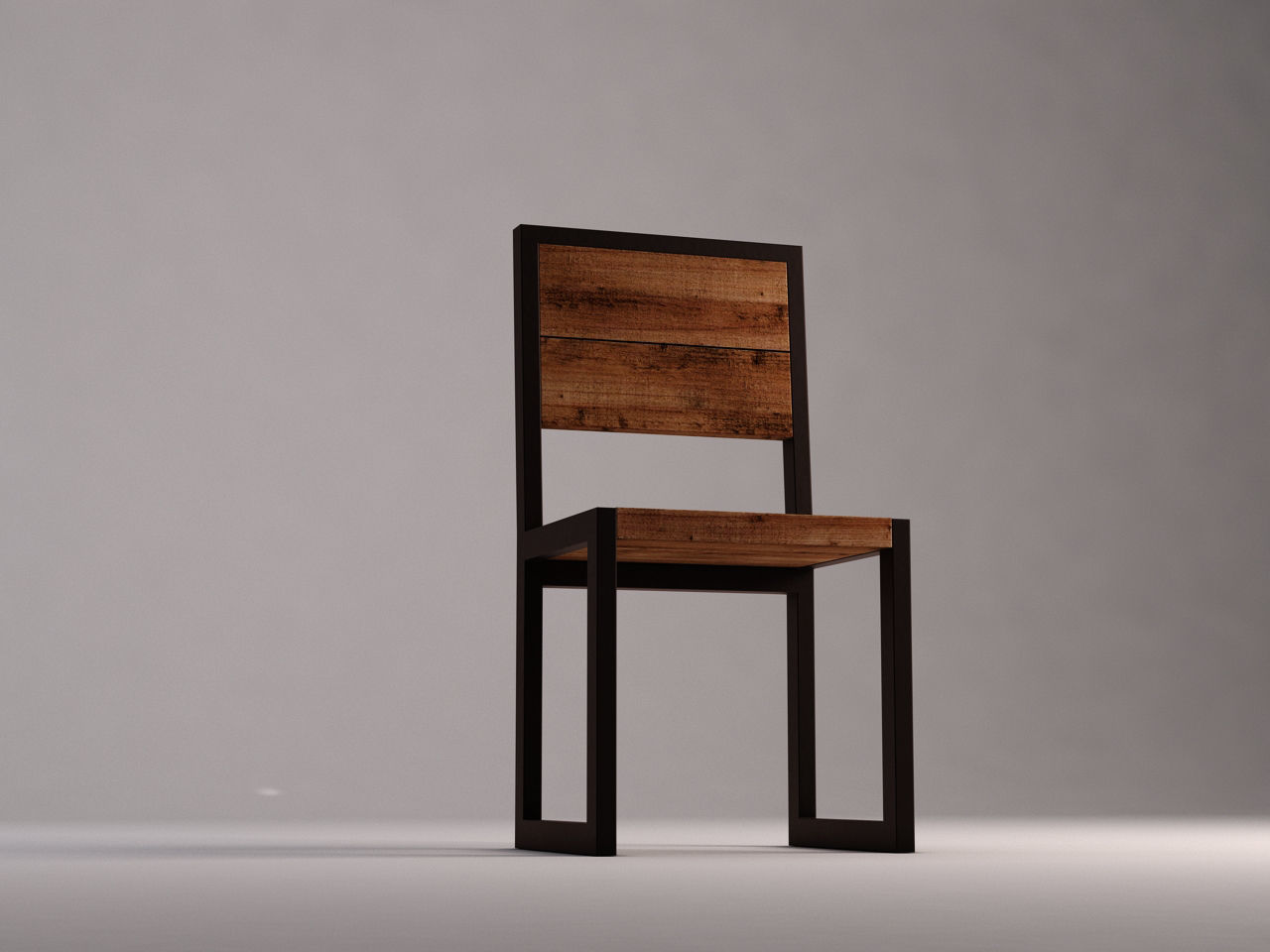 CHAIR---Iron structure and plank of wood 3D model_18