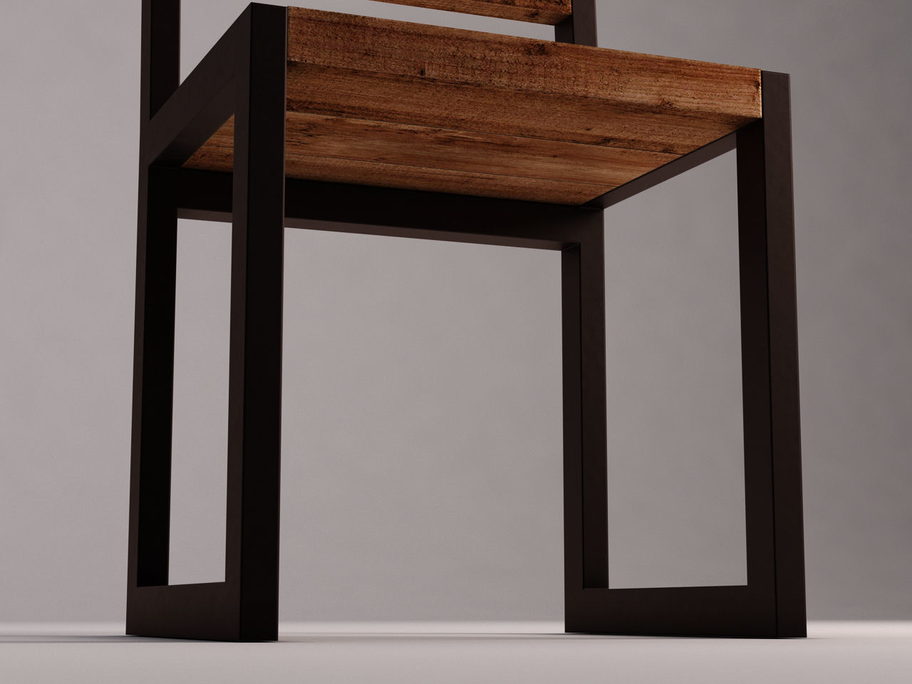 CHAIR---Iron structure and plank of wood 3D model_19
