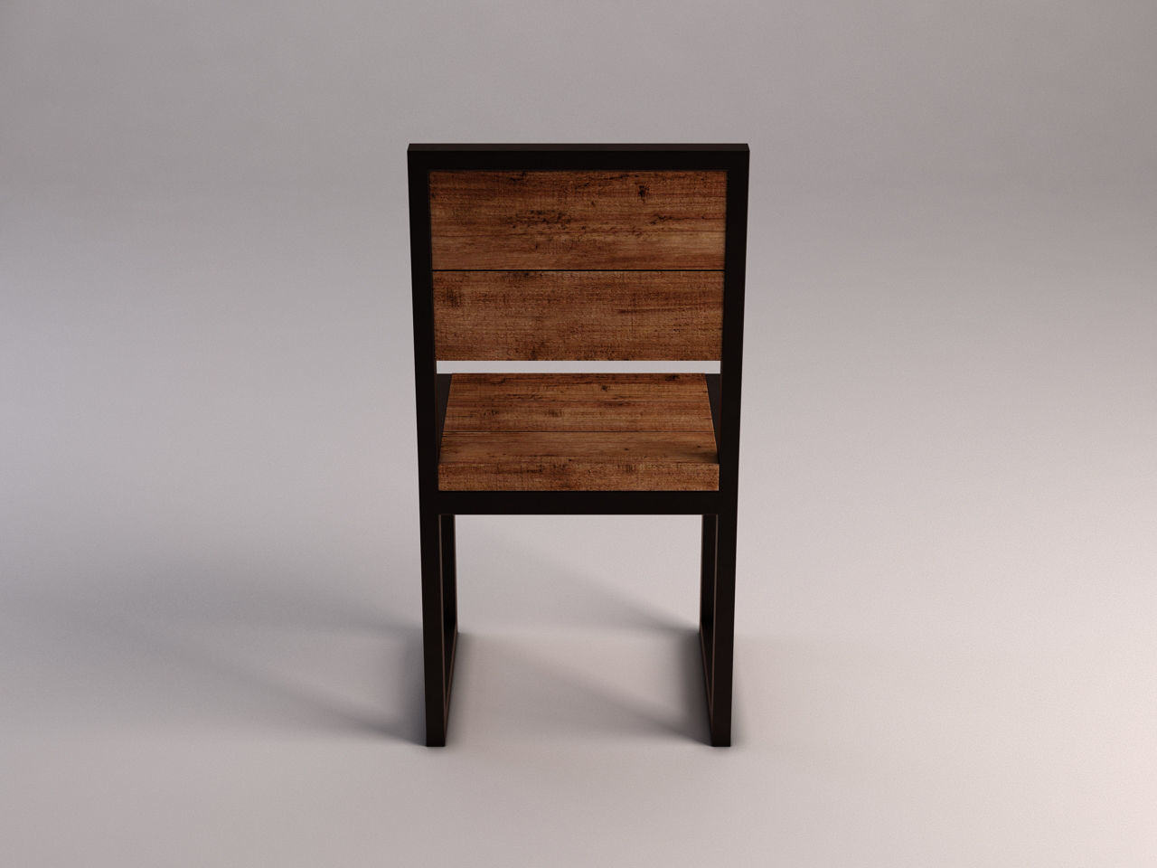 CHAIR---Iron structure and plank of wood 3D model_12