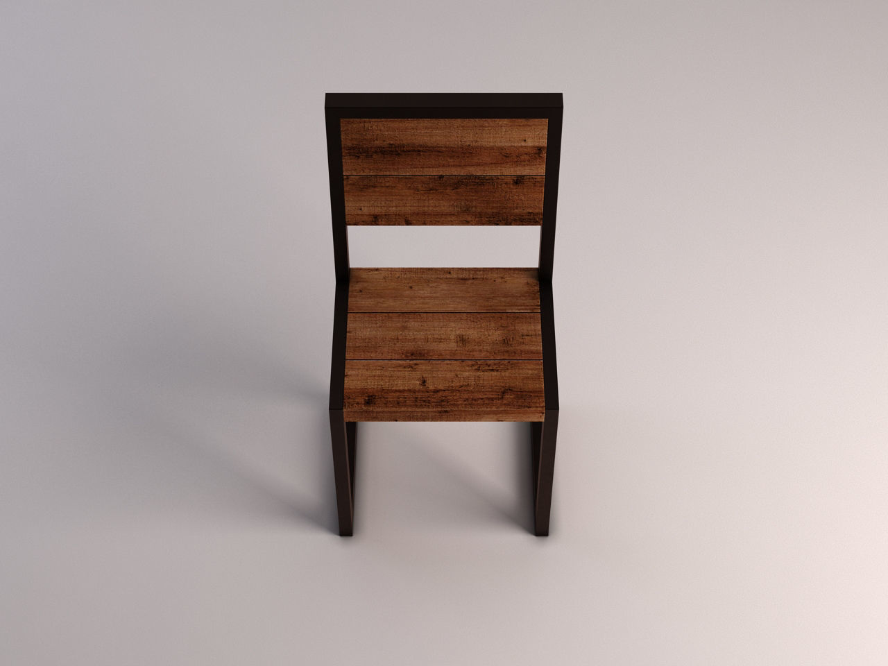 CHAIR---Iron structure and plank of wood 3D model_14