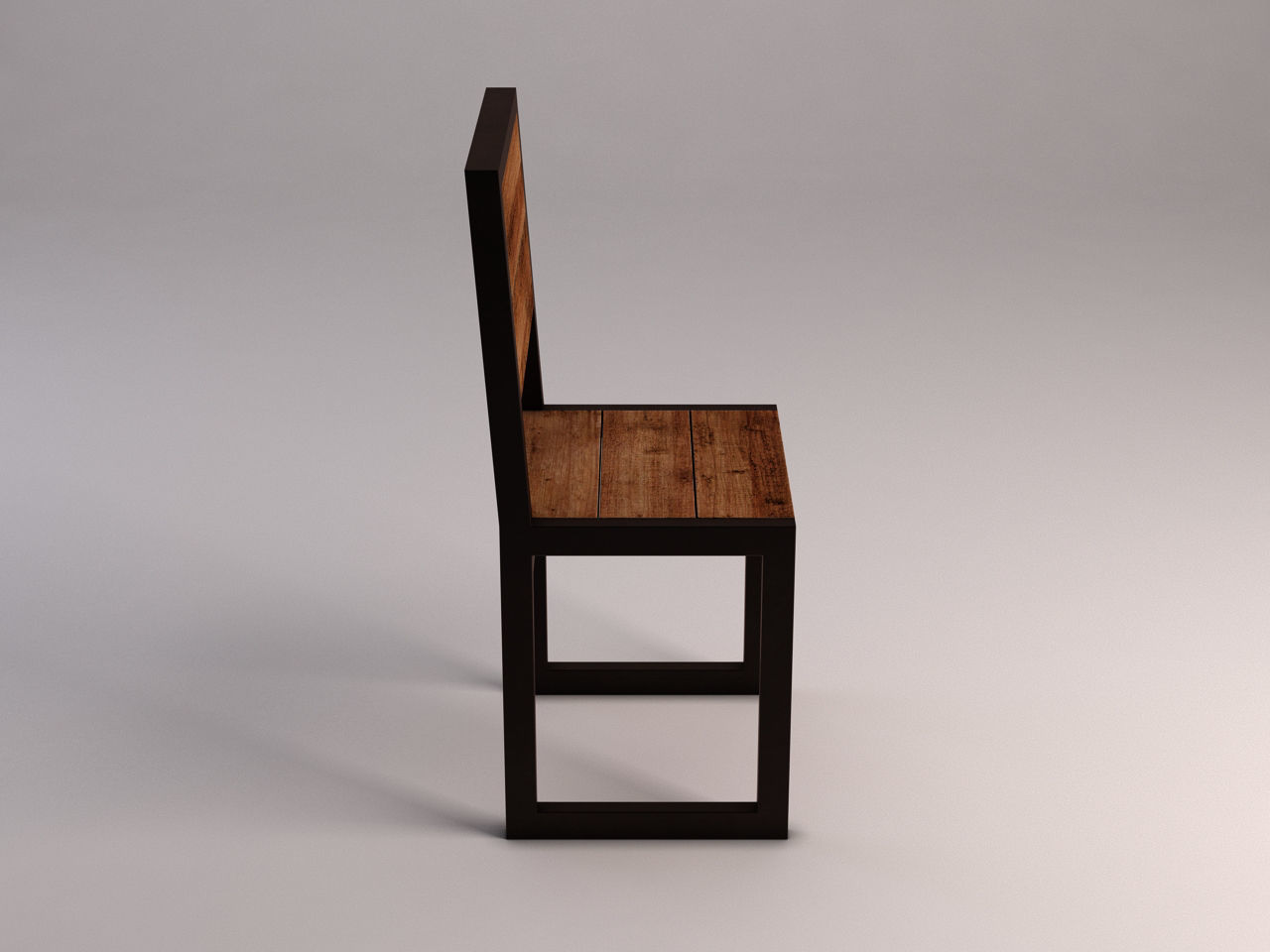 CHAIR---Iron structure and plank of wood 3D model_6