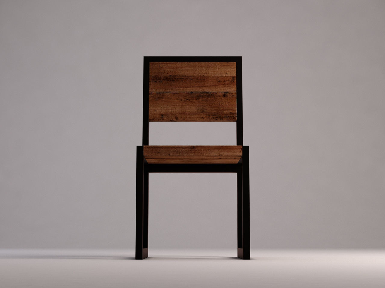 CHAIR---Iron structure and plank of wood 3D model_17