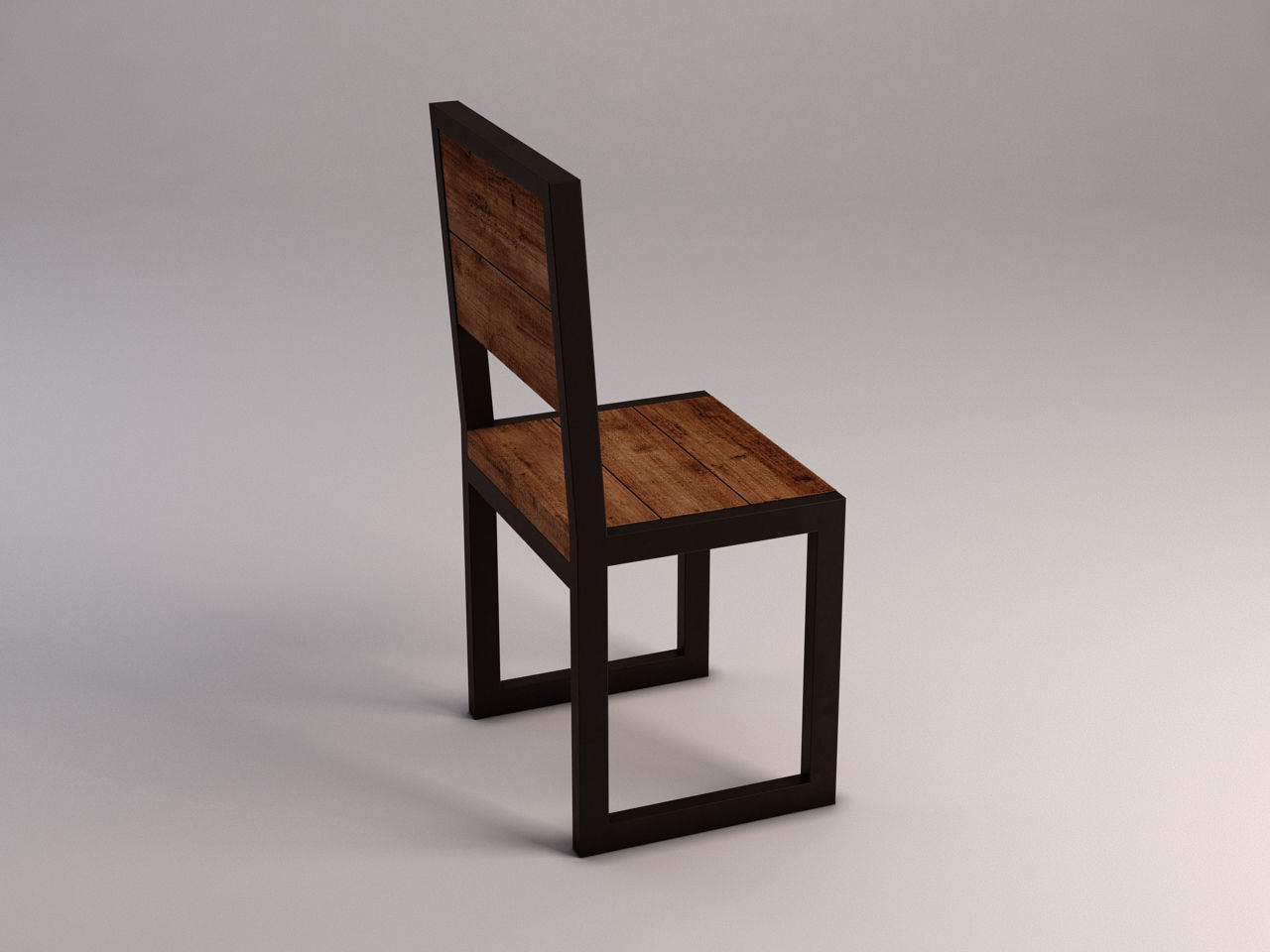 CHAIR---Iron structure and plank of wood 3D model_8