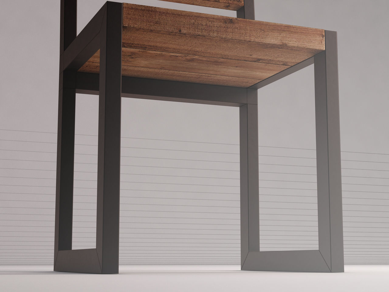 CHAIR---Iron structure and plank of wood 3D model_20