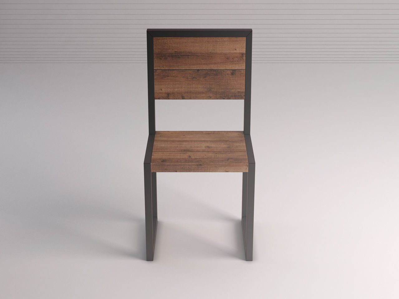 CHAIR---Iron structure and plank of wood 3D model_1