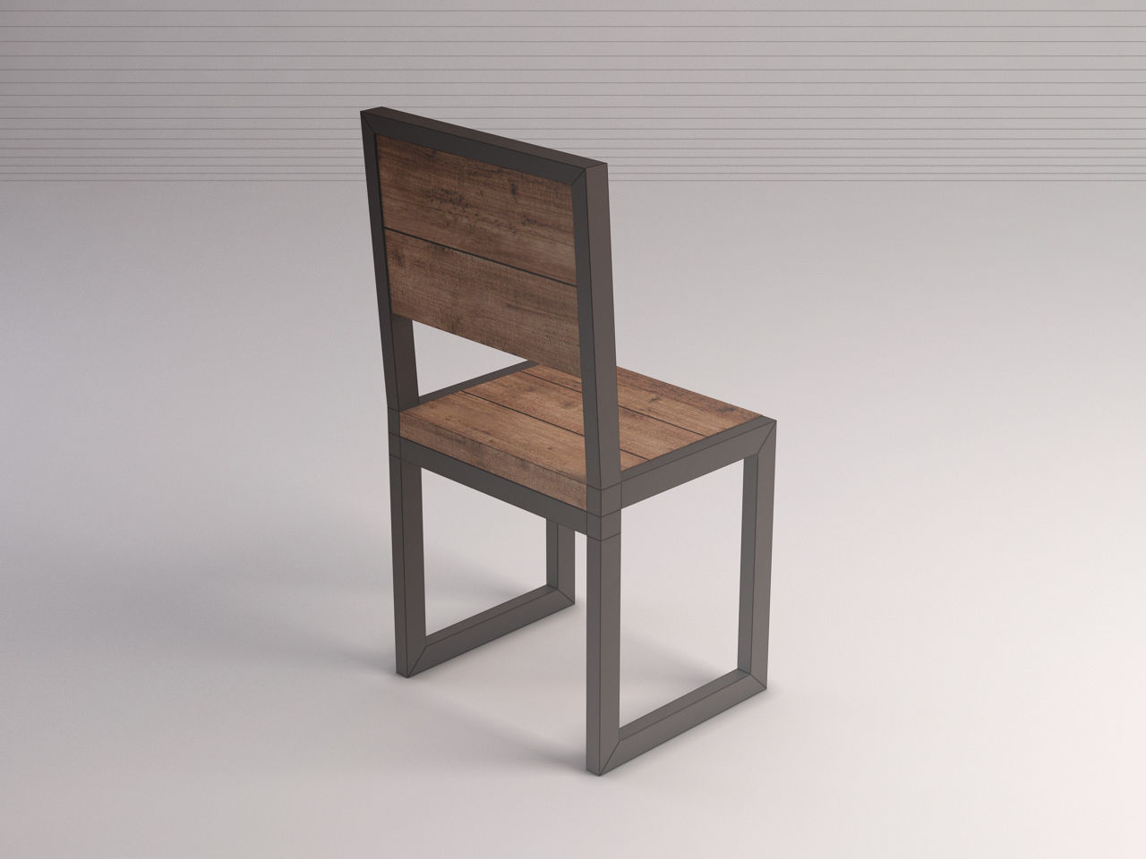 CHAIR---Iron structure and plank of wood 3D model_10