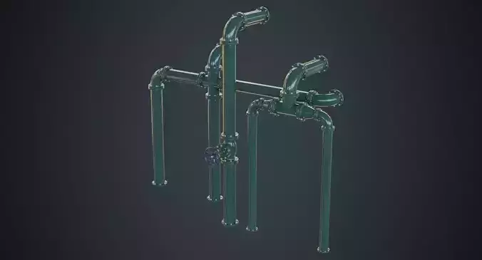 Industrial Pipes 2A Low-poly 3D model