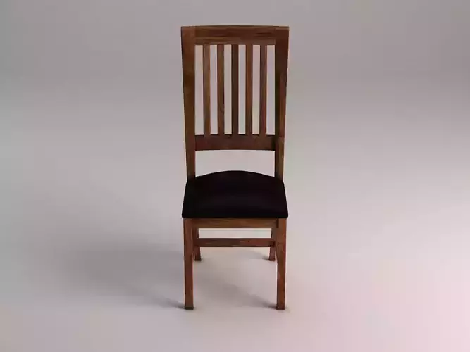 CHAIR---Long back wood and leather base 3D model