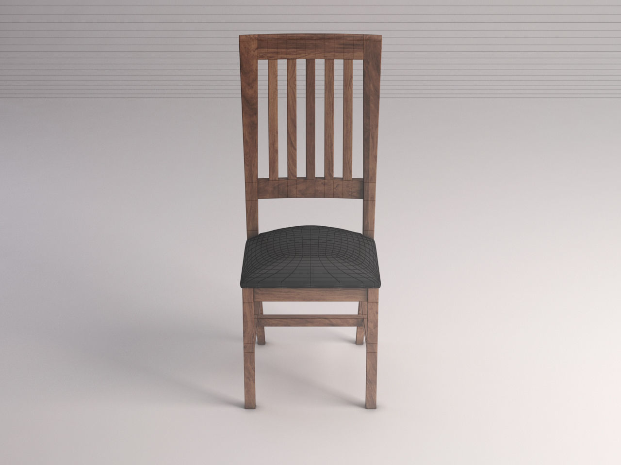 CHAIR---Long back wood and leather base 3D model_1