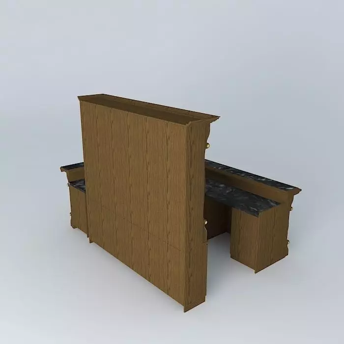 Bar wooden desk with marble top Free 3D model