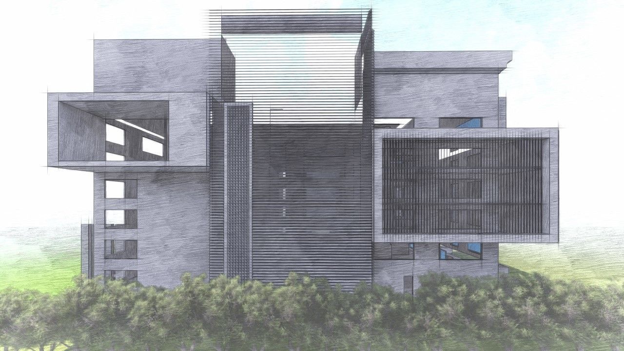 Commercial building design and rendering in lumion sketchmode 3D model_1