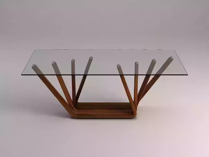 DINING TABLE---Ramified pedestal and glass tray 3D model