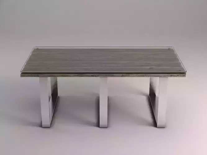 DINING TABLE---Wood Chrome and Glass 3D model