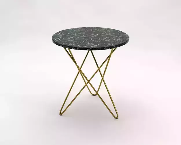 SIDE TABLE---Marble tray and brass crossed rods 3D model