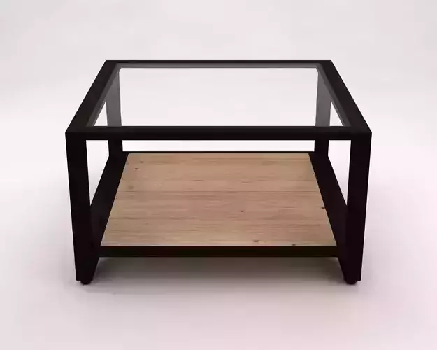 SIDE TABLE--Double square wood and glass 3D model