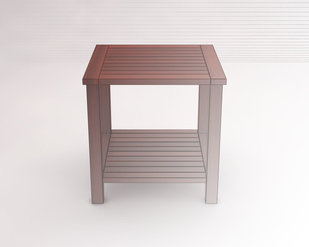 SIDE TABLE---Double square and wooden lath 3D model_1