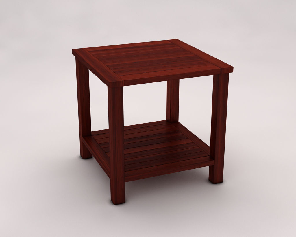SIDE TABLE---Double square and wooden lath 3D model_2