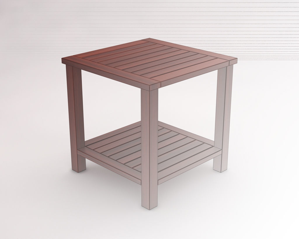 SIDE TABLE---Double square and wooden lath 3D model_4
